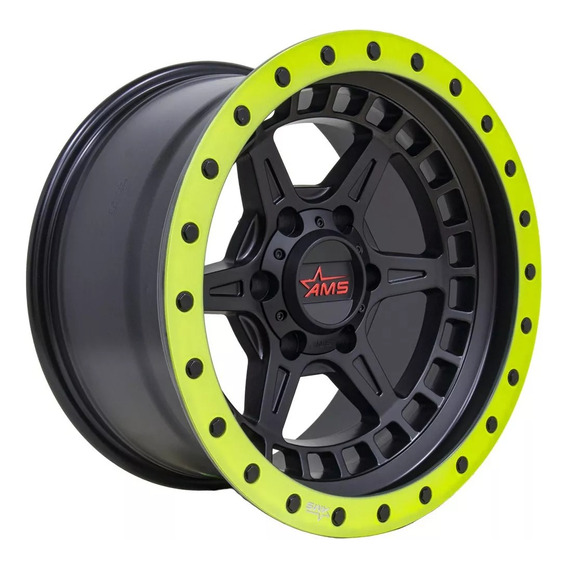 Ams 16x8 6x139.7 Black-yellow (set 4 Llantas)