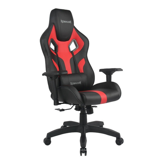 Silla de escritorio Redragon C502 Capricornus gamer ergonómica  negra y roja con tapizado de cuero sintético