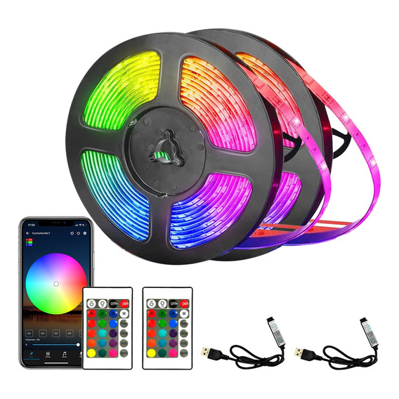 Tira De Luces Led Rgb Bluetooth De 10m Con Control Por App