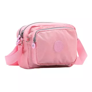 Bolsa Feminina Transversal E Ombro Nylon Chenson Original Cor Rosa