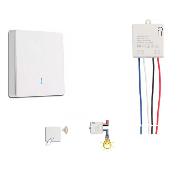 Kit Interruptor Boton De Pared + Receptor Inalámbrico 433mhz