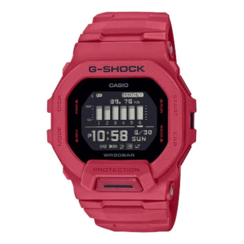 Reloj Hombre Casio Gbd-200rd-4dr G-shock Color De La Correa Rojo Color Del Bisel Rojo Color Del Fondo Negro