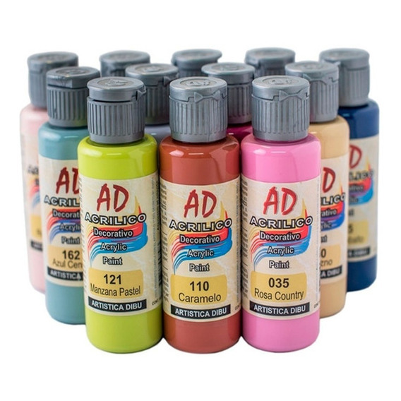 Set Pintura Acrílica Artística Dibu Ad 60ml Pack 12 Unidades