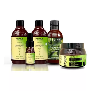 Kit Pantovin Life + Leave-in + Másc Teia 500g Three Therapy
