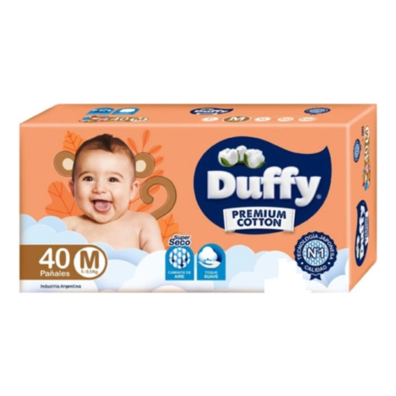 Pañales Bebes Duffy Cotton Premium Talle M x 40 un