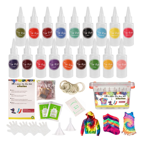 Kit Tie Dye + Caja Almacenadora Con 18 Colores