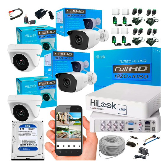 Camaras Hikvision Hilook Dvr 8ch +4 Cám 1080p + Disco + Rack