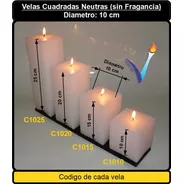 C1020 - 1 Vela Cuadrada Neutra (sin Fragancia) 10x20 Cm