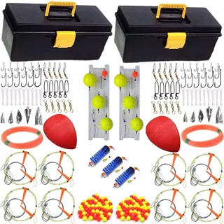 2x Kit Caja Pesca Completa Variada Lineas Boyas + Lineas