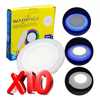 Paquete De 10 Lampara Led Empotrar Bicolor 6w+3w Blanco/azul Color Blanco