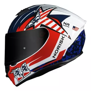 Capacete Moto Norisk Supra Lap Usa Branco E Azul Lançamento