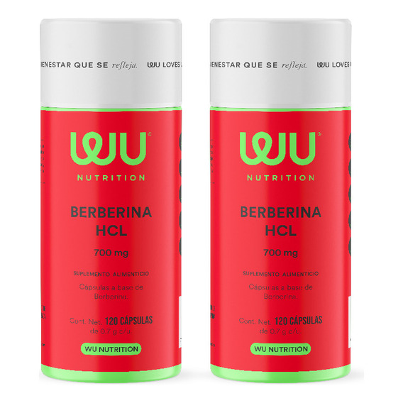 Wu Nutrition Berberina Hcl 2 Pack 700mg 120 Capsulas C/u