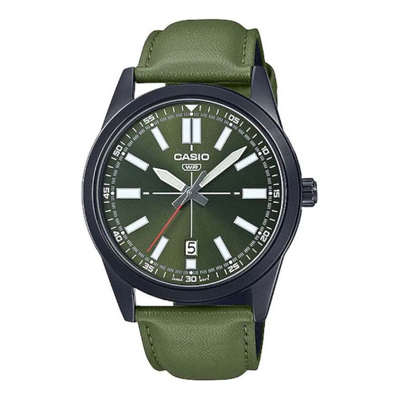 Reloj Casio Mtp-vd02bl-3eudf Hombre 100% Original Color de la correa Verde Color del bisel Negro Color del fondo Verde