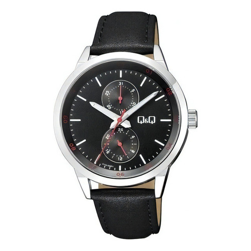 Reloj Para Hombre Q&q A11a A11a-002py Negro Color de la correa Plateado