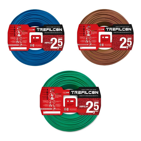 Cable 2 5mm  Unipolar Trefilcon Pack X3 Rollos 100 Mts Cobre