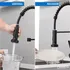 Canilla Grifo Monocomando Flexible Extensible Cocina Mesada Negro Mate