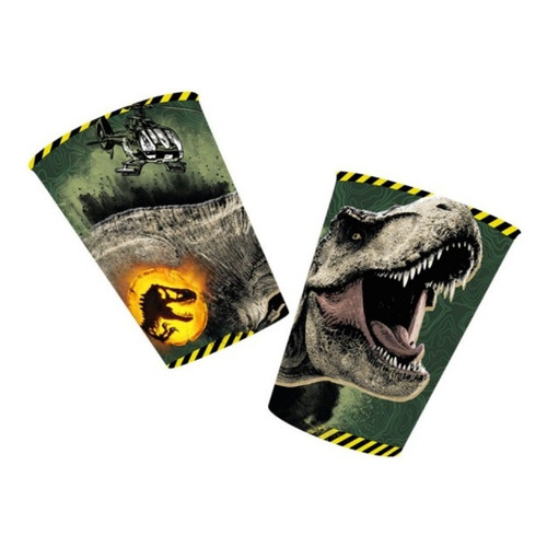 Pack X 8 - Vasos Descartables - Dinosaurio - Jurassic World Color Verde Oscuro