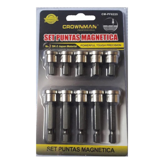 Set 10 Puntas Magnetica Tornillos Philips Con Tope Hexagonal