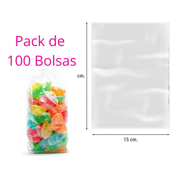 100 Bolsas Celofán Transparente 15x20cm