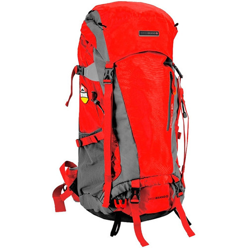 Mochila De Camping 50l Impermeable Swissbrand Wyndham -zenit Color Rojo Diseño de la tela Liso