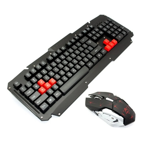 Gamer Teclado Y Mouse Modelo Hk6700 Inalambrico Color del mouse Negro Color del teclado Negro