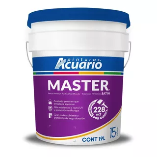 Pintura Vinílica Premium Master Acuario 19 L. Color Blanco