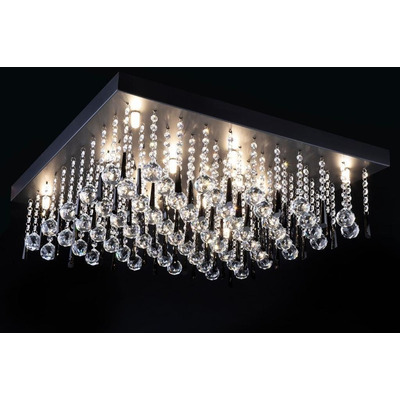 Plafon Cairel Cristal 8 Luces Lluvia Black Apto Led G9 Pal Negro