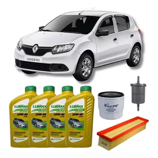 Kit Troca De Oleo Sandero 1.0 16v 78cv 2007 Até 2014 Lubrax