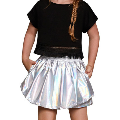 Girls' Metallic Skorts Sparkly Shorts Shiny Dance Skirt...