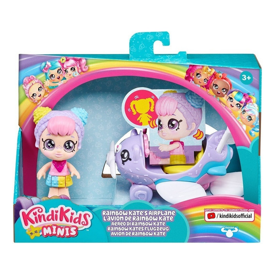 Muñeca Kindi Kids Minis - El Avion De Rainbow Kate 8 Cm