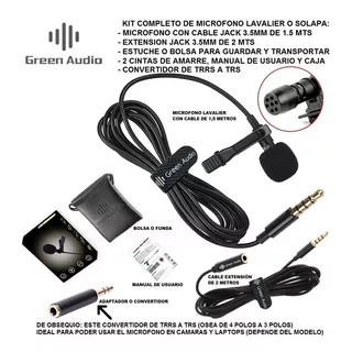 Microfono Lavalier Balita + Extension De Cable + Adaptador 