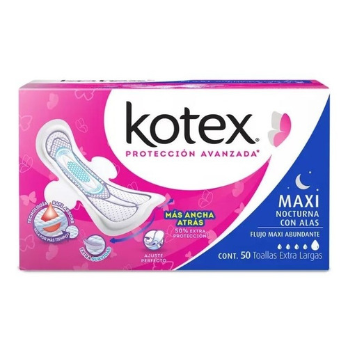 Kotex Maxi Toallas Femeninas 50 Pzas