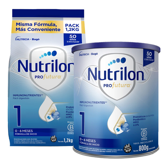 Nutrilon 1 Leche Maternizada Polvo Lata 800g + Refill 1,2kg