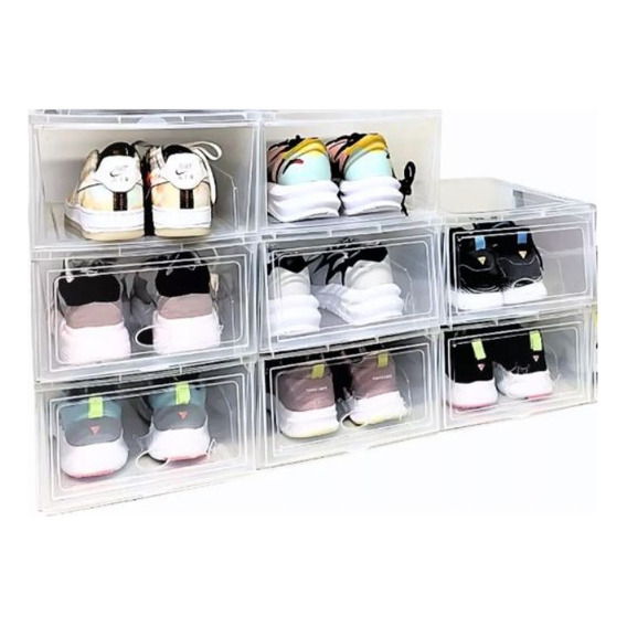 Pack X8 Cajas Organizadoras Zapatos Transparente Con Tapa