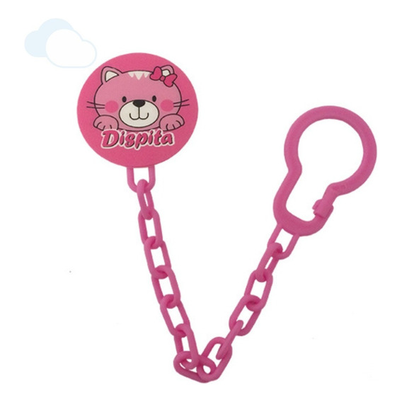 Cadena Porta Chupetes Con Broche Plástico Dispita Color Rosa