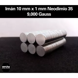 Imán 10mm X 1mm N35 9,000 Gauss (200 Pzas.)