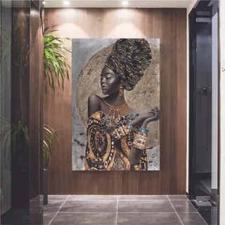 Cuadro Mujer Africana Étinica Canvas Grueso 90x60