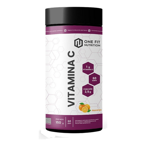 Vitamina C 150 Grs On Fit Nutrition Acido Ascórbico Sabor Naranja