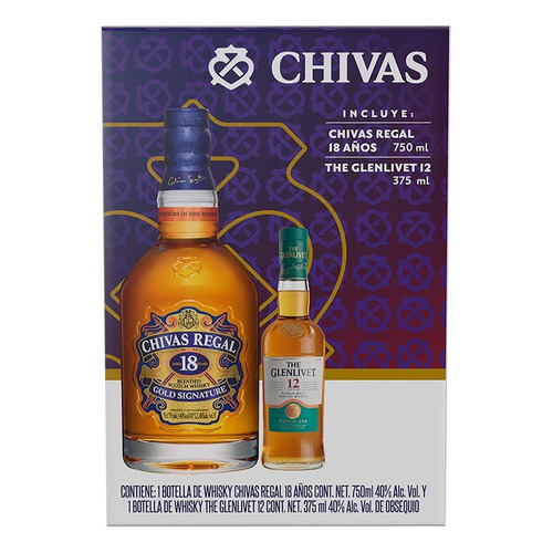 Whisky Chivas Regal 18 Años 750ml Más Whisky The Glenlivet 12 Años 375ml