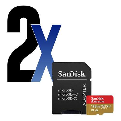 Tarjeta Micro SD Extreme A2 128gb +ADP Sandisk 2 unidades