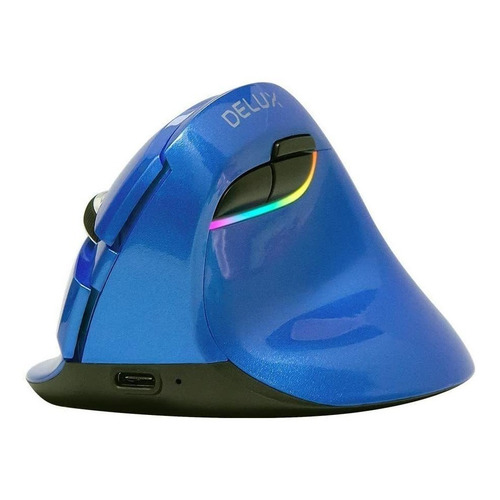Mouse vertical recargable Delux  M618 Mini pearl-like blue