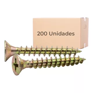 200 Parafusos De Madeira Cabeça Chata 3,5x25mm Chave Fenda
