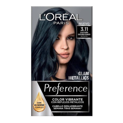 Kit Tinte L'Oréal Paris  Preference Tinte Para Cabello Preference L'oréal Paris Tono 5.21 tono 3.11 castaño oscuro cenizo metálico para cabello