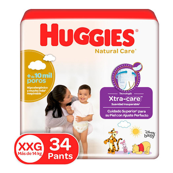 Pañales Pants Huggies Natural Care Xxg Etapa 5 X 34 Und