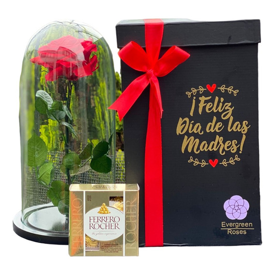  Rosa Preservada Cúpula Caja Regalo Ferrero Dia De La Madre