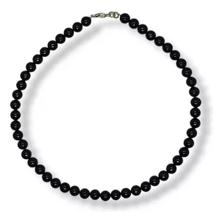 Collar De Perlas Negras 8mm Hombre Mujer