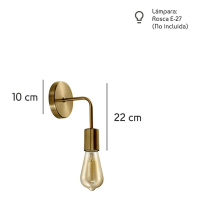 Aplique De Pared Vintage Dorado Mate Diseño Apto Led E27