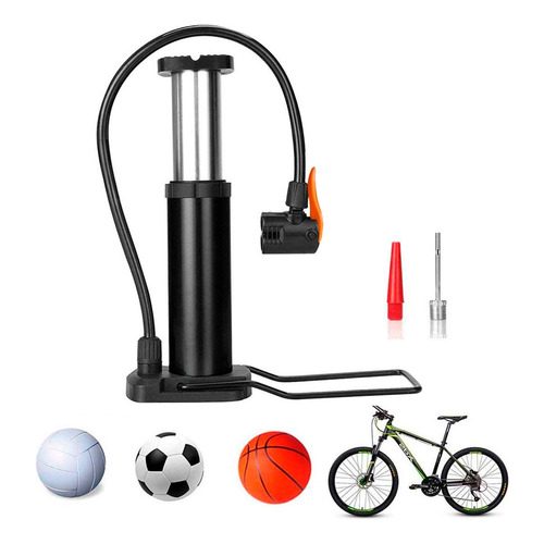 Inflador De Pie Bicicleta Gadnic Con Valvula Universal Color Negro