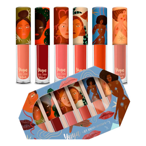 SET DE 6 Labiales Velvet YUYA Larga Duración - Edición Limitada