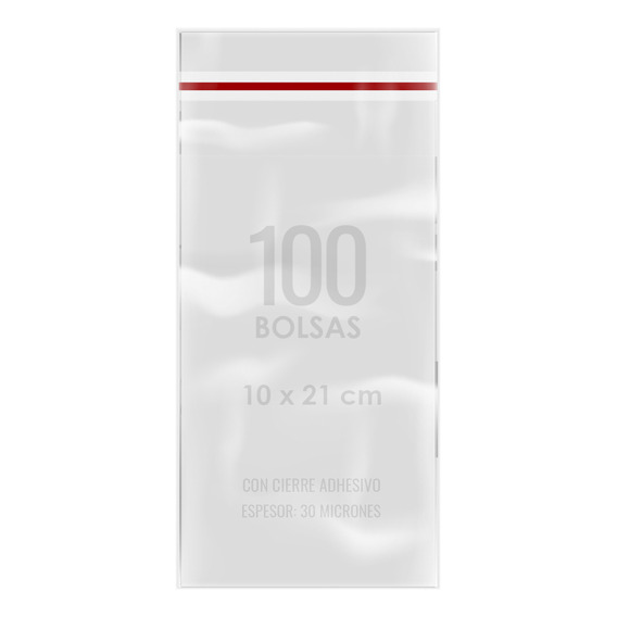 Bolsa Celofán Adhesiva Transparente 100 Unds 10x21 Cm
